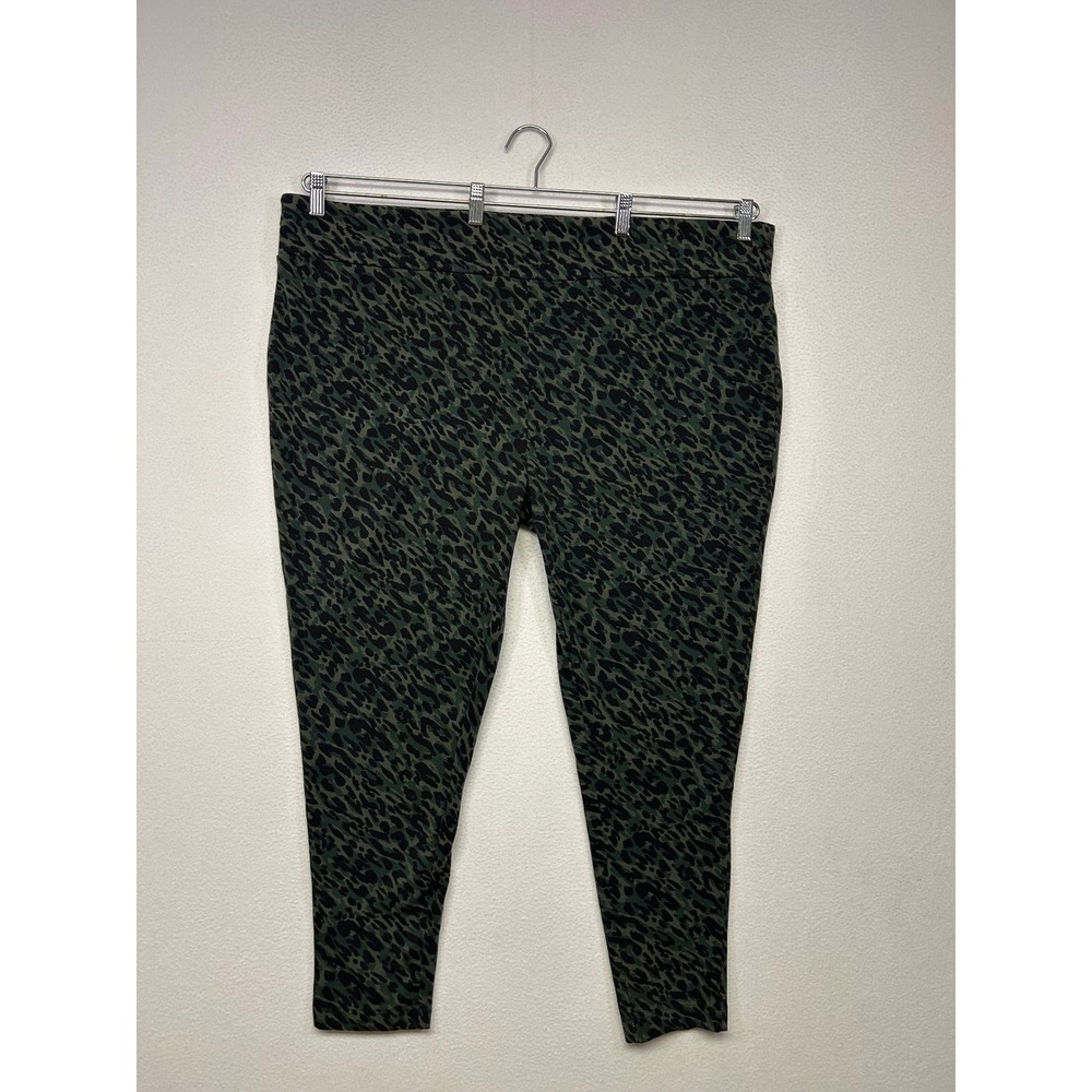 Animal Print Terra & Sky Womens 4X Green Leopard Skinny Pull On Leggings
